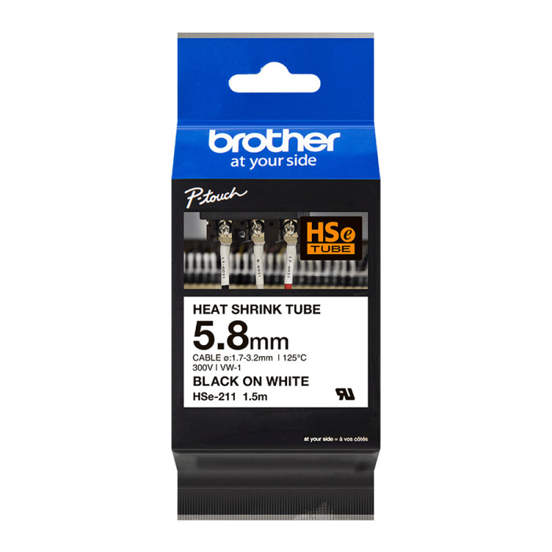 Brother Heat Shrink Tube Black on White