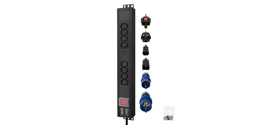 Trident Data 20 Way IEC C13 Vertical PDU, 16A Commando Plug