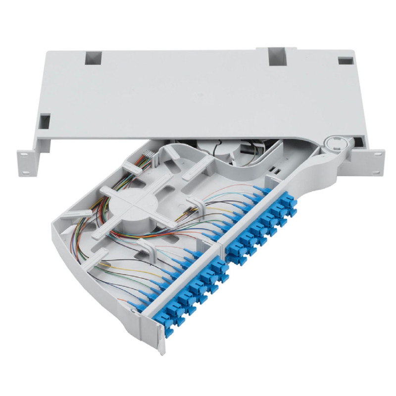 Prysmian 48 Fibre LC SM PSP Splice Shelf Configured with Pigtails and Adaptors