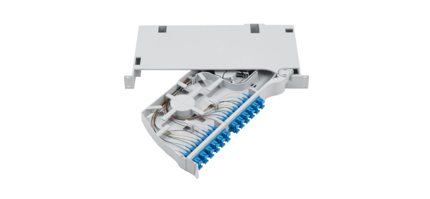 Prysmian 24 Fibre SC OM3 PSP Splice Shelf Configured with Pigtails and Adaptors
