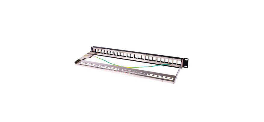 Cat6a FTP 24‑Port Unloaded Keystone Patch Panel – 1U | Dunasfern