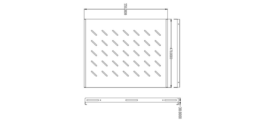 550mm Fixed, vented, Data shelf