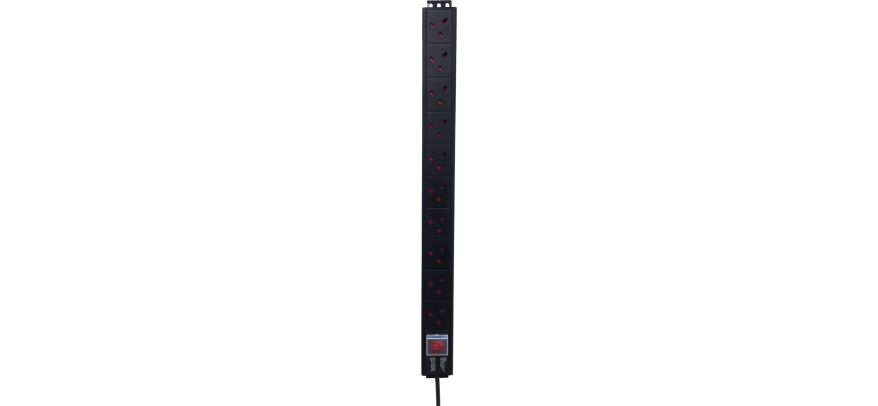 Trident Data 10 Way UK Vertical PDU 16A Commando Plug | Zero-U Rack Mount | Dunasfern