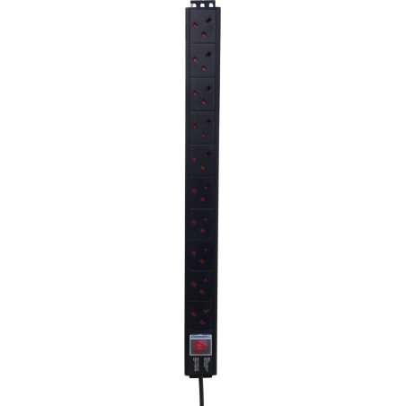 Trident Data 8 Way UK Vertical PDU 32A Commando Plug | Zero-U Rack Mount | Dunasfern