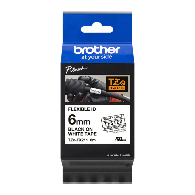Brother Flexi Tape Black on Varying Colours