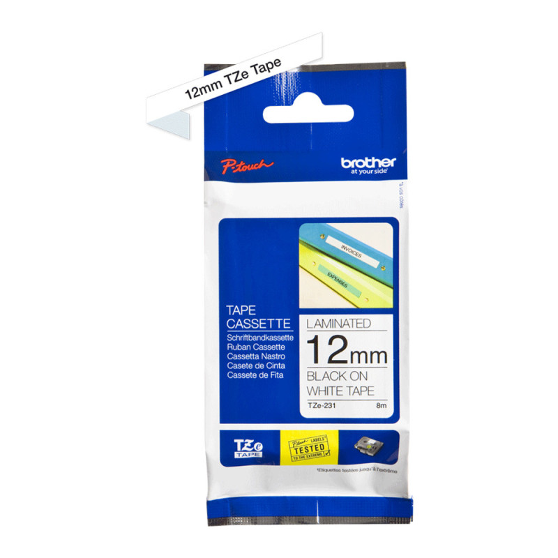 Brother Gloss Tape 12mm Black on White