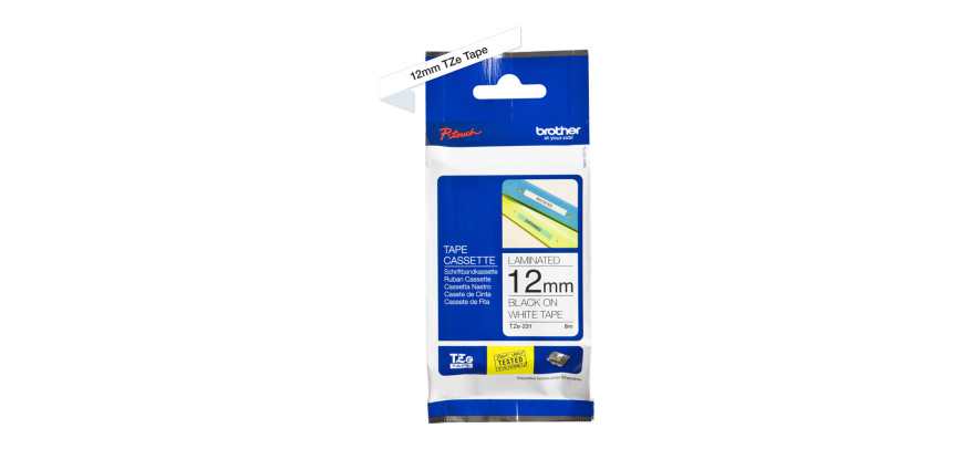 Brother Gloss Tape 12mm Black on White