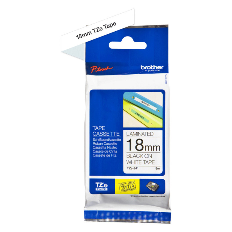 Brother Gloss Tape 18mm Black on White