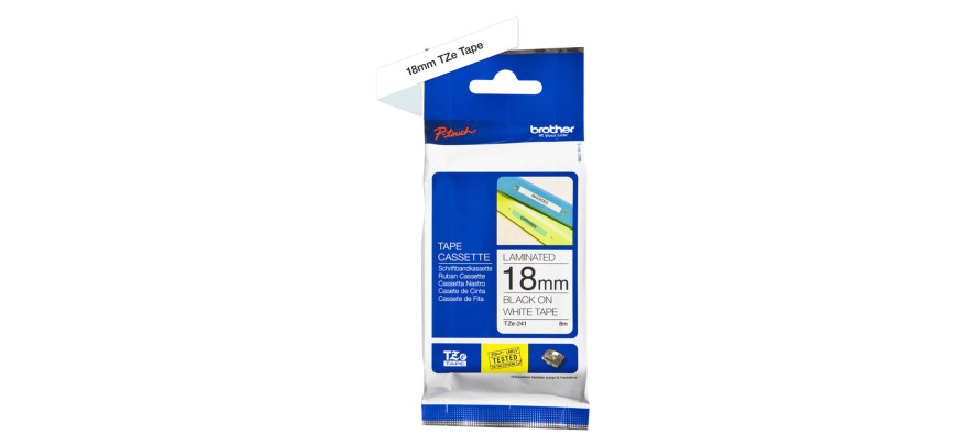 Brother Gloss Tape 18mm Black on White