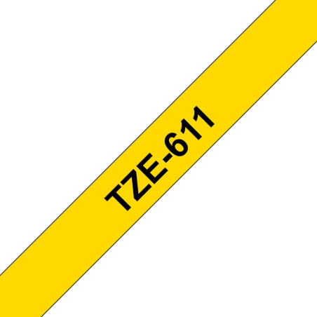 Brother Gloss Tape 6mm Black on Yellow