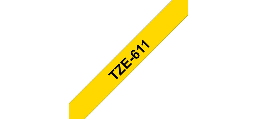 Brother Gloss Tape 6mm Black on Yellow