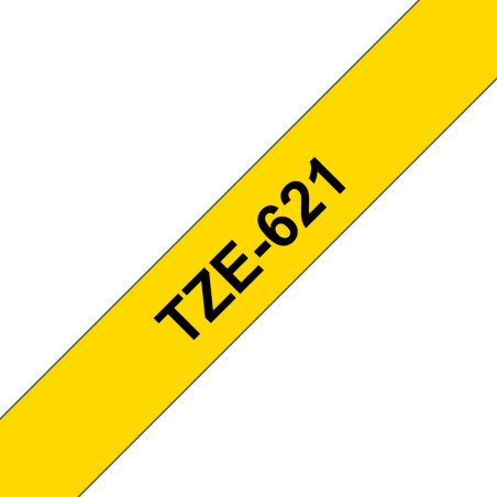Brother Gloss Tape 9mm Black on Yellow