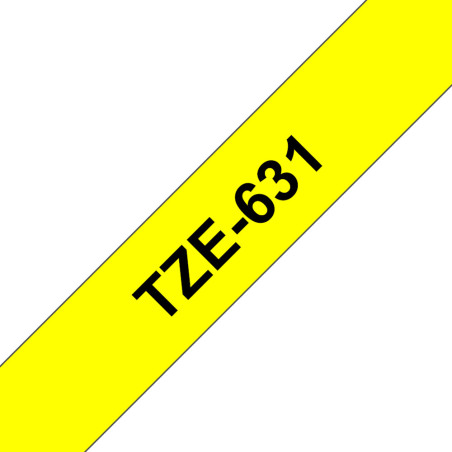 Brother Gloss Tape 12mm Black on Yellow