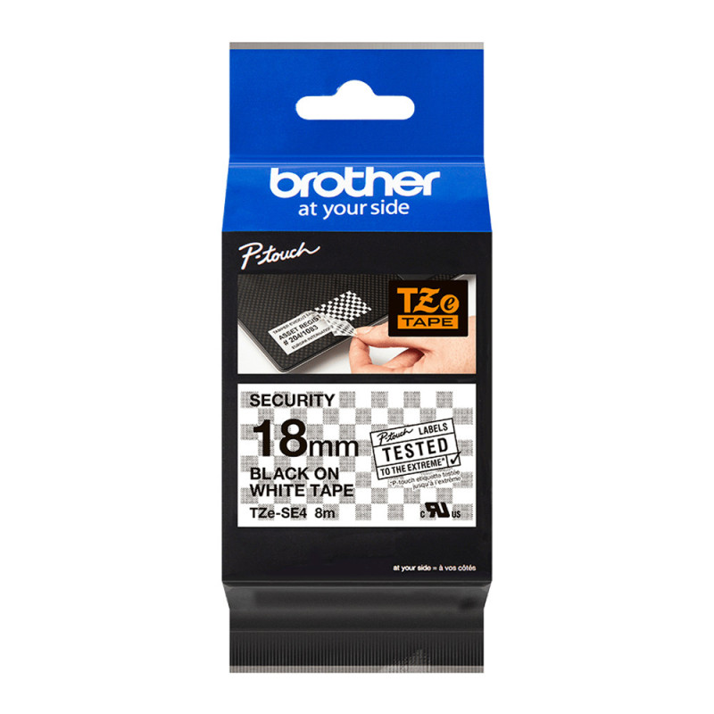 Brother Security Tapes 18mm Black on White