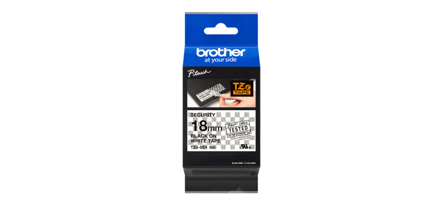 Brother Security Tapes 18mm Black on White