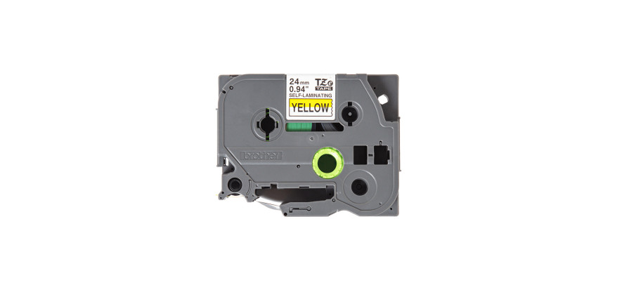 Brother Pro Self Laminating Tape Black on Yellow, 24mm