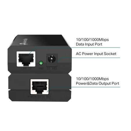 TP-Link PoE Injector 2 Port Gigabit 15w complies with IEEE 802.3af Standard & POE