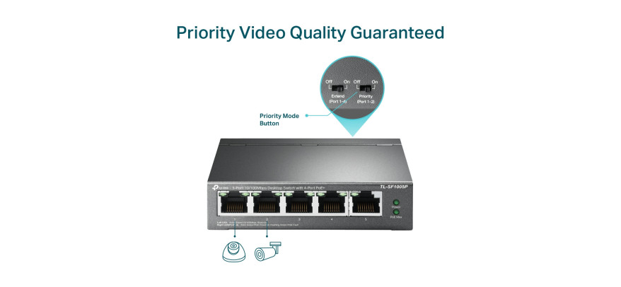 TP-Link 5 Port 10/100Base-Tx Desktop Fast Ethernet Switch (4 port POE)