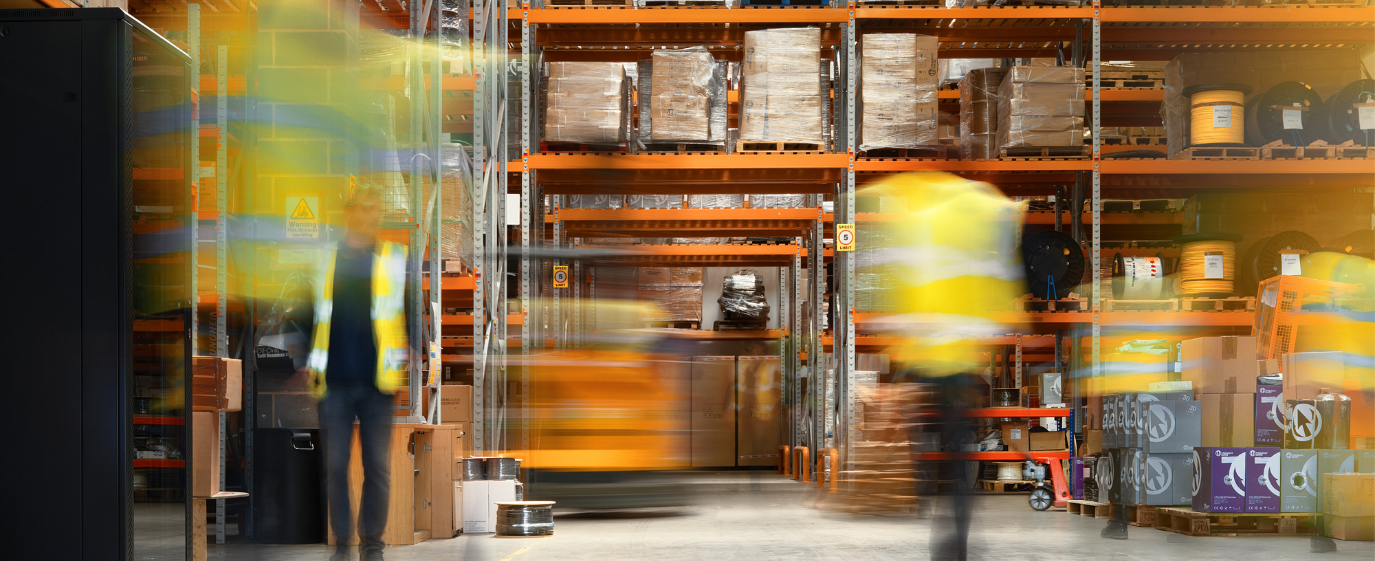 Warehouse shot taken with slow shutter for motion blur
