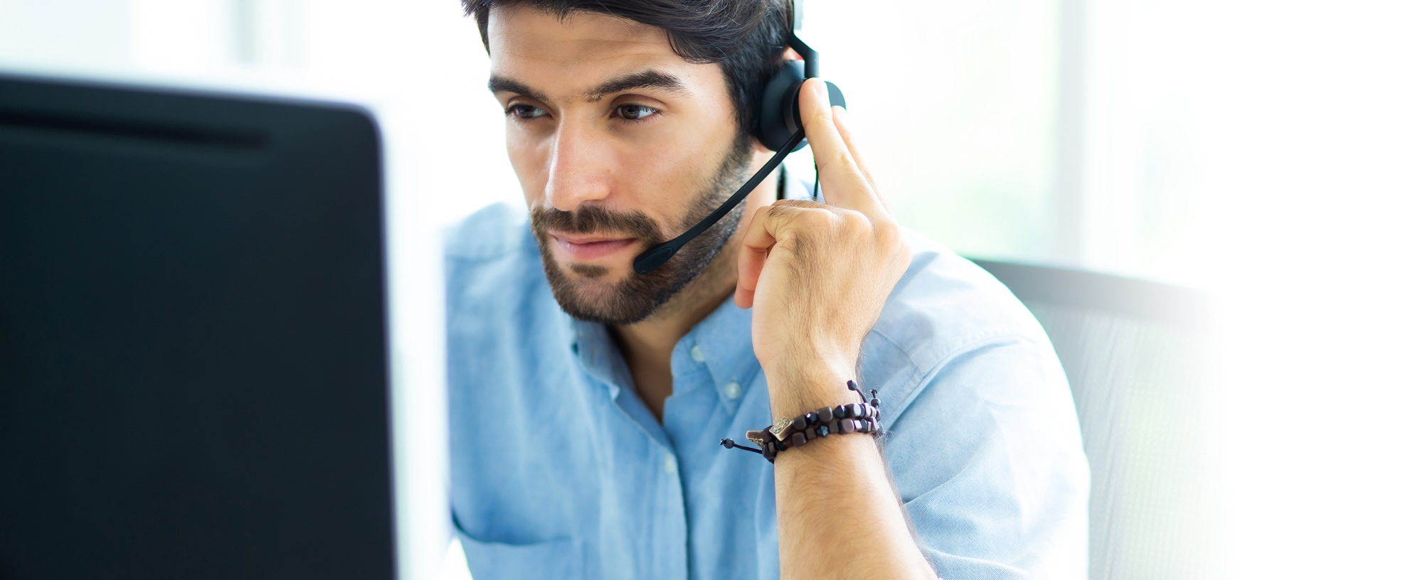 Call Centre worker with headset
